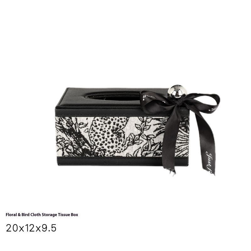 Portafazzoletti di lusso in pelle floreale - Organizer multifunzionale per auto e soggiorno con spazio laterale (motivo di tessuto casuale)_voghion.com