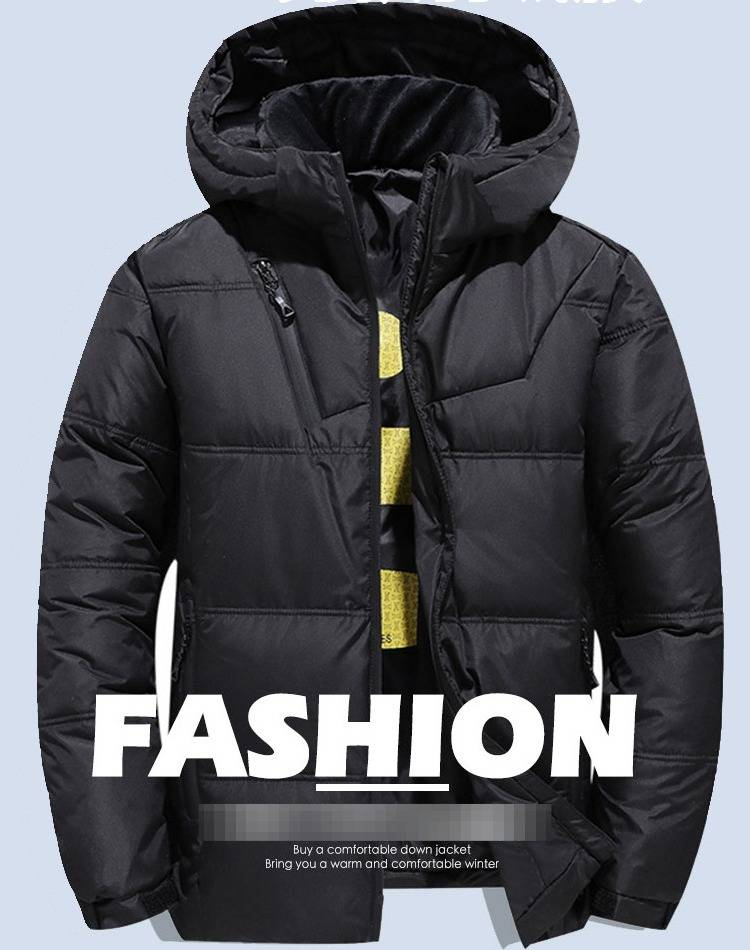 Kurze Herren-Daunenjacke mit Kapuze, leichter Wintermantel für Teenager und junge Erwachsene, wasserabweisend und warm, Grau_voghion.com