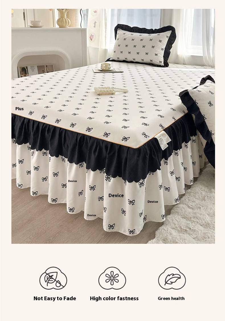 Coprimaterasso in stile francese – Elegante coprimaterasso in cotone lavato ad acqua con orlo arricciato, stile principessa, lusso alberghiero (varie misure e colori)_voghion.com