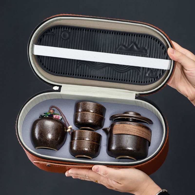 Set Small Portable Quick Tea Cup Outdoor Camping Travel Teapot Teacup One Pot Two Cups_voghion.com