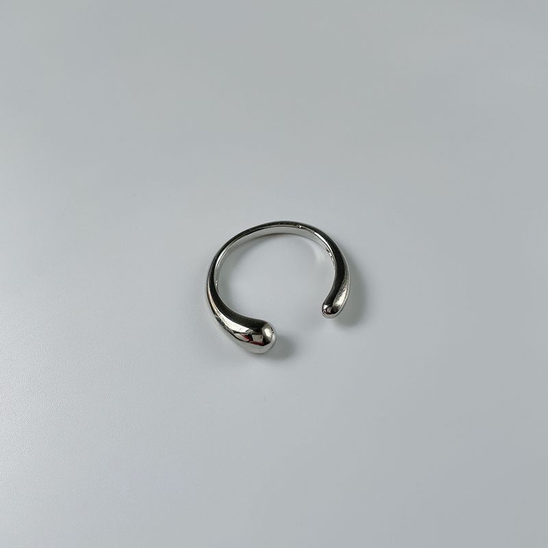 Anello da donna con goccia d'acqua, anello regolabile in acciaio inossidabile, anello con croce lucida e apertura a goccia._voghion.com