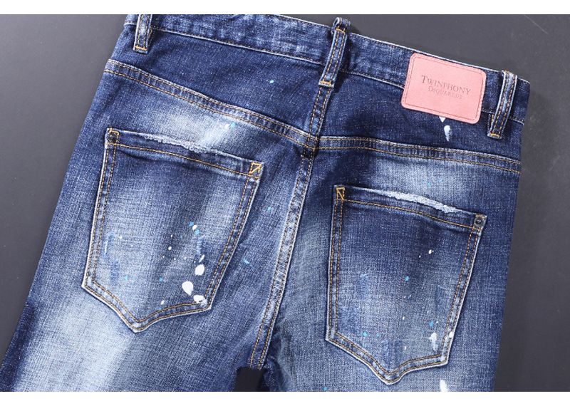 Herrenbekleidung Mode Mode Jeans Blau Schlank Elastische Fußabdruck Trendy Vielseitige Jeans_voghion.com