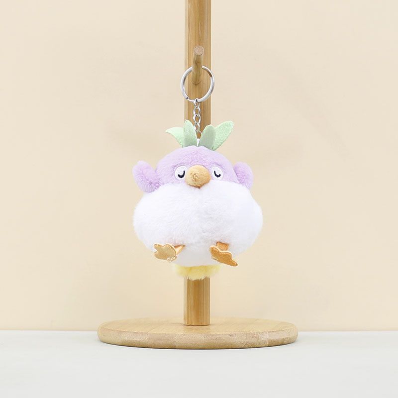 Adorabile portachiavi di peluche a forma di pulcino, accessorio per borse e chiavi, in verde, viola, rosa e blu._voghion.com
