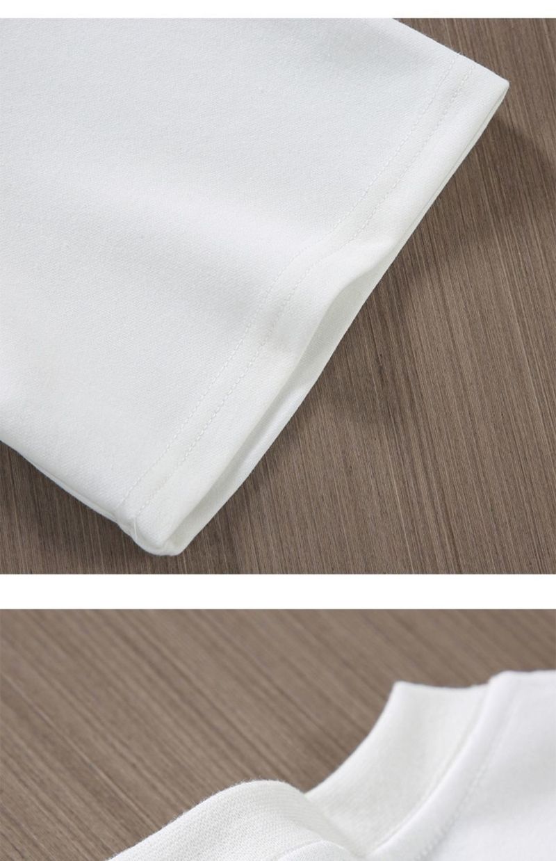 Reinweißes 500g T-Shirt, reine Baumwolle, verdickter Fadenausschnitt, kurze Übergröße, trendige Marke, drei Nadeln, halbarm_voghion.com