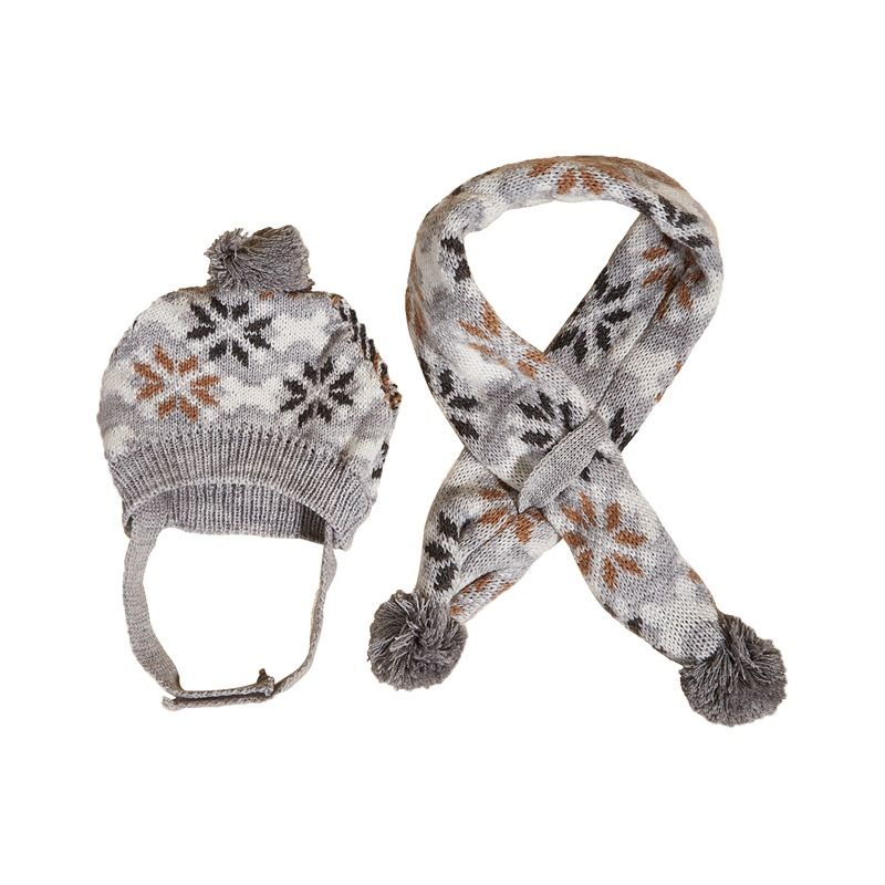 Christmas New Pet Dog Knitted Cute Warm Pom Snowflake Triangle Plaid Multi-color Scarf Hat Set_voghion.com