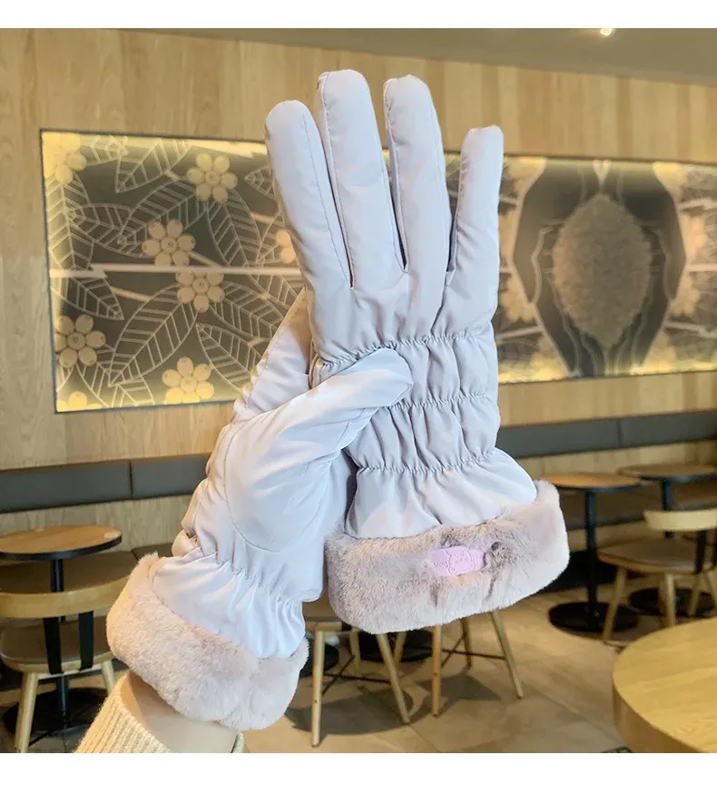 2024 Cute Padded Gloves Little Bear Gloves Women Winter Fleece Thickened Warm Cycling Mountaineering Skiing Plush Cotton Gloves_voghion.com