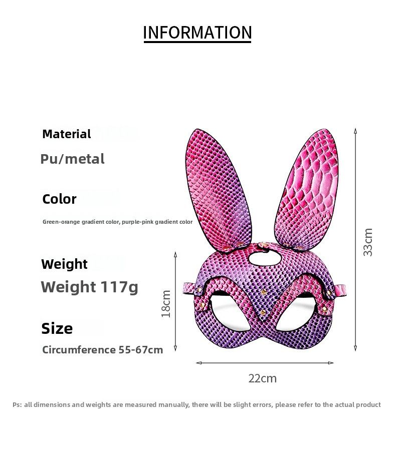 Maschera da coniglio lunga per giocattoli sessuali SM, maschera da flirt esposta, uniforme, maschera da coniglio per seduzione, danza di Halloween_voghion.com