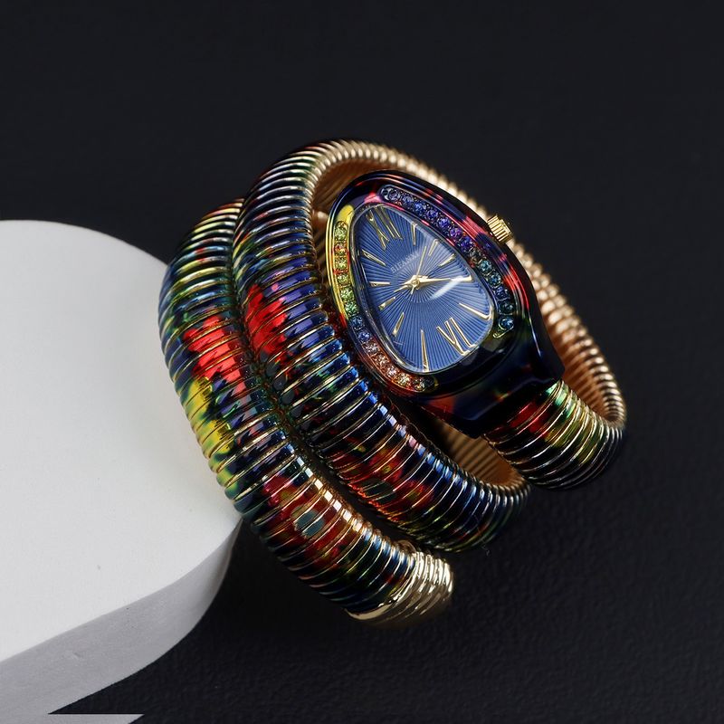 Fashion Creative Snake-Shaped For Women, Unique Pattern Quartz With Steel Band Bracelet, Electronic Watch_voghion.com