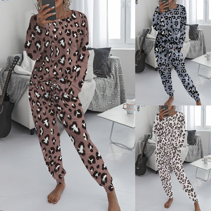 Christmas printed pullover home wear autumn and winter round neck long-sleeved two-piece suit for women_voghion.com