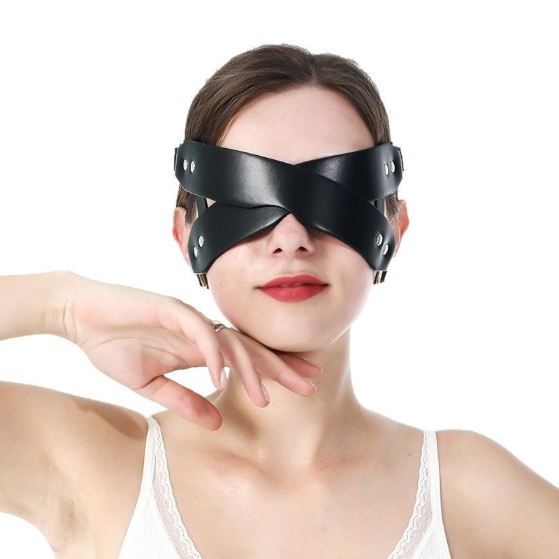 Unisex Cosplay Erwachsene Schwarz Leder SM Alternative Spielzeug Erotische Augenmaske Bondage Restraint Factory_voghion.com