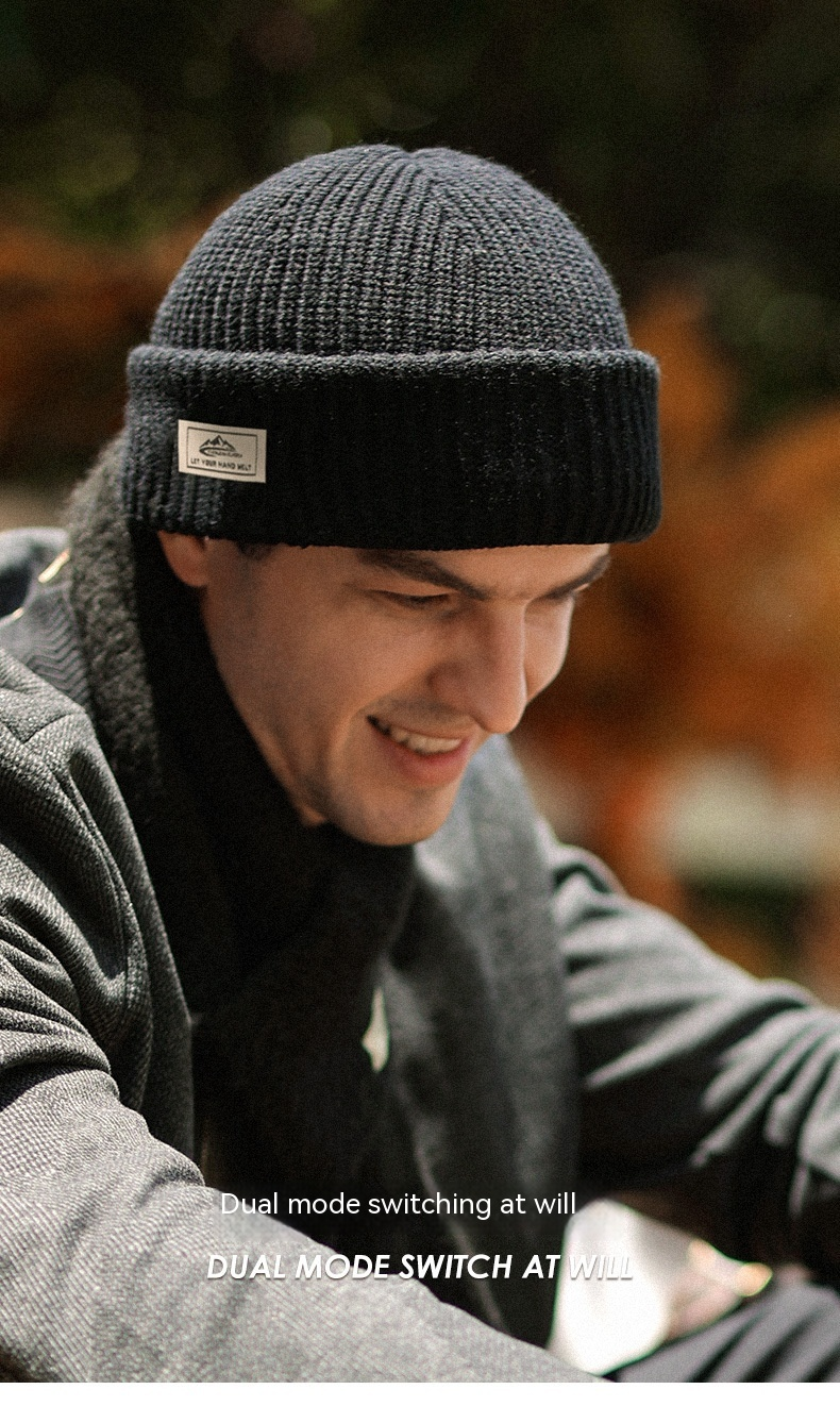 Autumn and Winter Warm Knitted Hats for Men's Windproof and Cold Fitting Headwear, Plush Cold Hats, Woolen Hats, Pure Cotton Hats_voghion.com