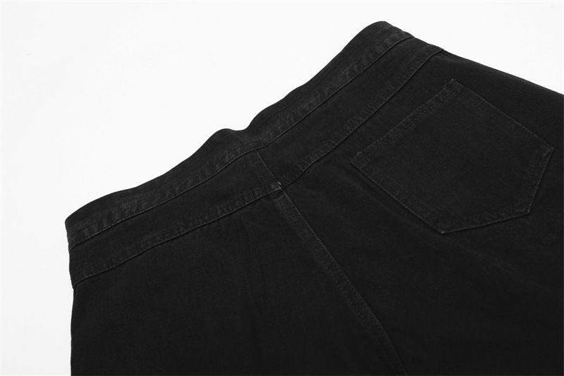 Men's Clothing Large Pockets, Retro Zipper Design, Square Towel Washed Jeans, Men's And Women's Straight Loose Casual Sickle Wide Leg_voghion.com