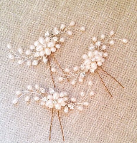 Ebay cross-border supply Korean bridal handmade pearl crystal hairpin pin U-shaped clip wedding headwear_voghion.com