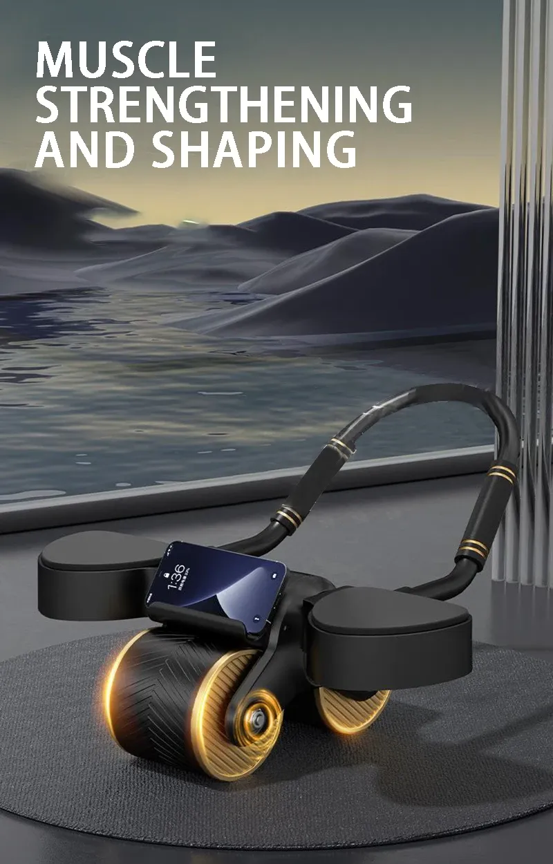 Ab Roller Wheel Automatic Rebound Ab Abdominal Exercise Roller Elbow Support Fitness Workout Equipment Ab Exercise for Home Gym_voghion.com