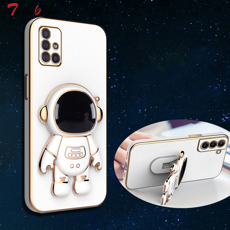 Astronaut Bracket Plating Telefonhållare Fodral för Samsung Galaxy A51 A71 A11 A21S A31 A10 A20 A30 A50 A70 A10S A20S 4G 5G_voghion.com