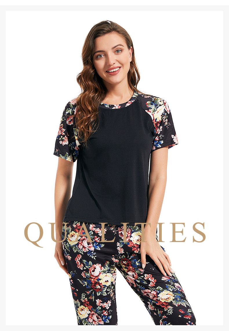 Pigiama da donna in cotone lavorato a maglia, tinta unita, stampato, taglie forti, multi-taglie_voghion.com