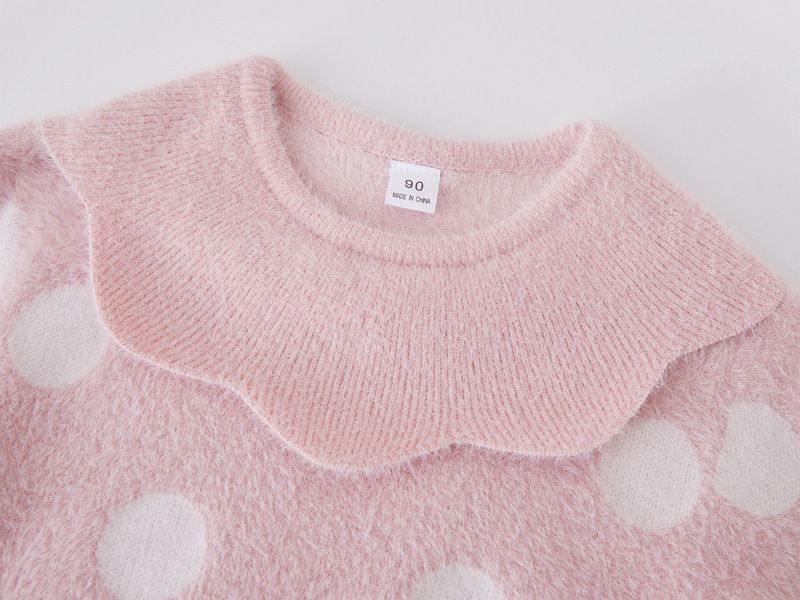 Maglione lavorato a maglia per bambine con colletto a bambola - Top invernale in morbido pile di visone per bambine (8-16 anni)_voghion.com