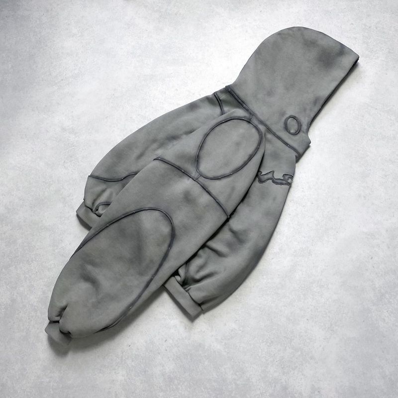 Y2K Streetwear Hoodie – Distressed Cut-Out & Patchwork Pullover (Gray) | Hip-Hop Unisex Oversized Fit_voghion.com