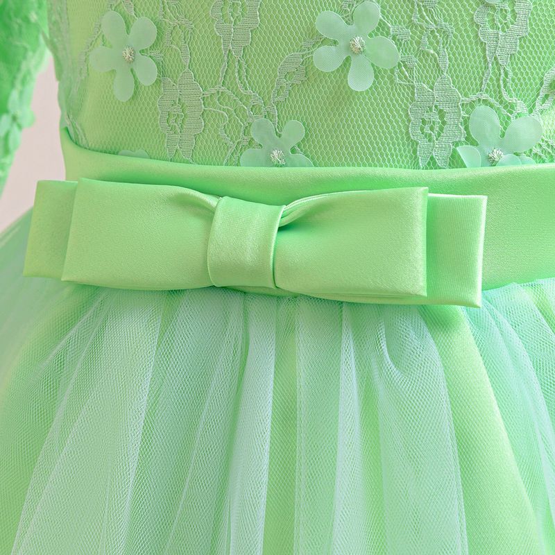 Kinderkleidung Langarm Applique Prinzessin Kleid Blumenmädchen Kleid Performance Rock_voghion.com