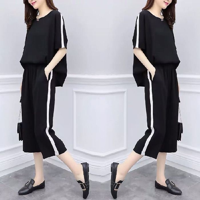 Audday Plus Size Women's Summer New Korean Style Two-Piece Set Loose Casual Wide-Leg Pants Suit For Women_voghion.com