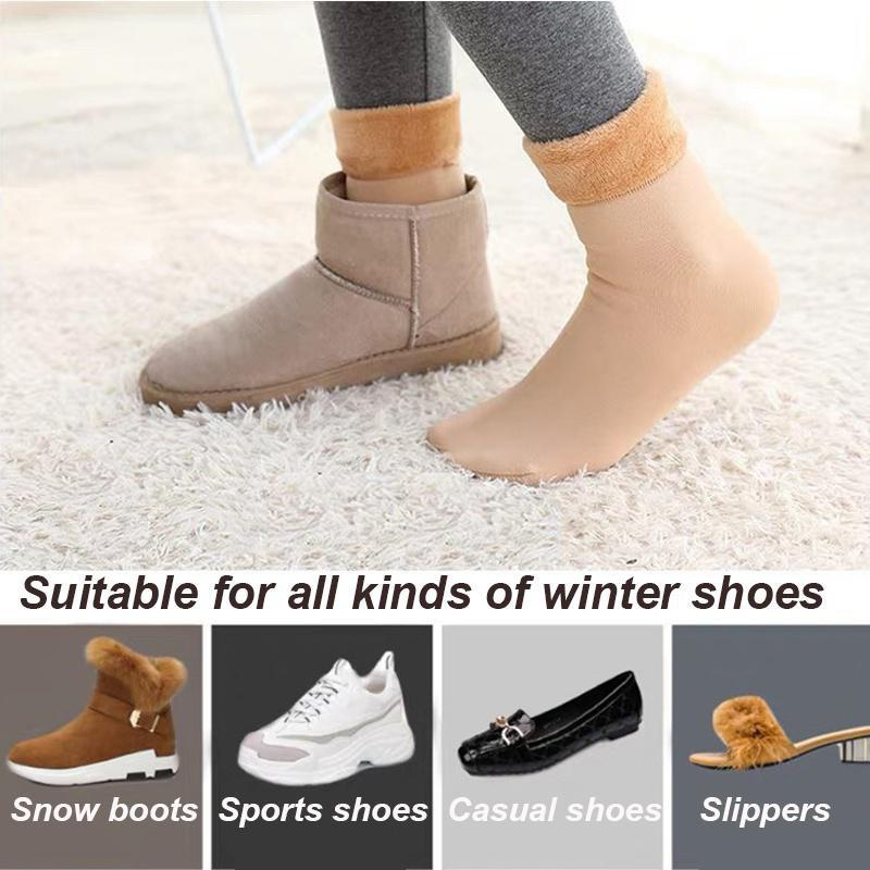 CRAZYLIFE 4Pcs One Size Thermal Socks Solid Color Plush Thickening Socks Autumn Winter Soft and Comfortable Warm Socks Christmas Valentine’s Day gifts_voghion.com