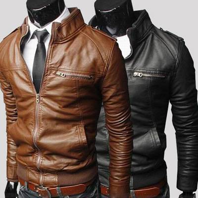 Herrenbekleidung Motorrad Lederjacke Lederjacke schmale Herren Lederjacke_voghion.com