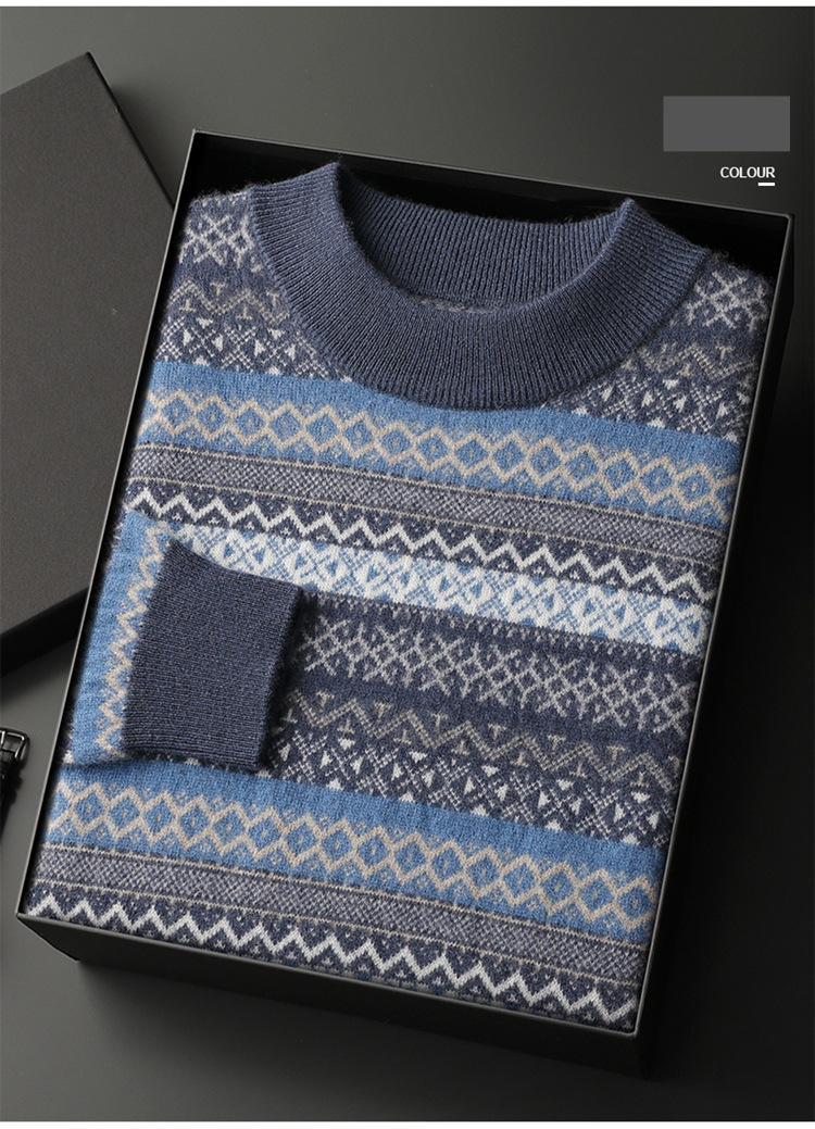 Lichte volwassen stijl heren kerst jacquard kasjmier trui casual jeugd leeftijd reducerend onderkant shirt casual warme kasjmier trui_voghion.com