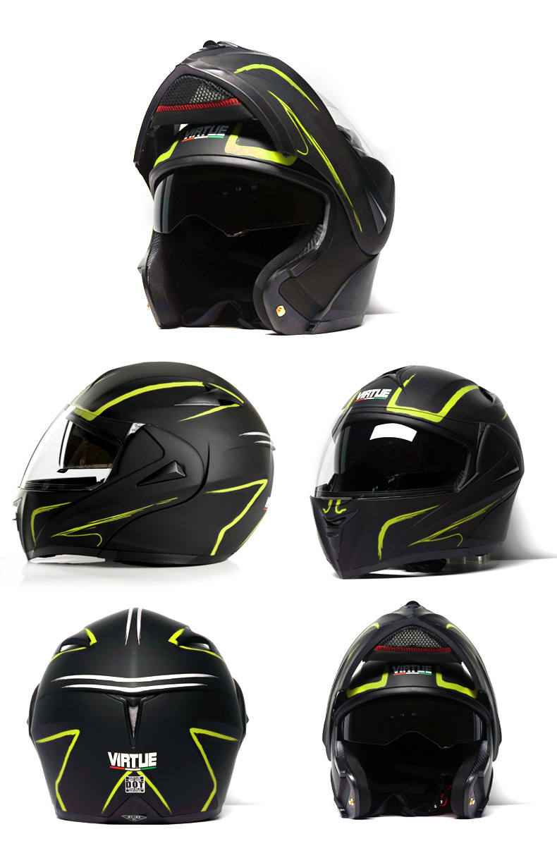 Casco con visera de doble lente DOT para vehículo eléctrico_voghion.com