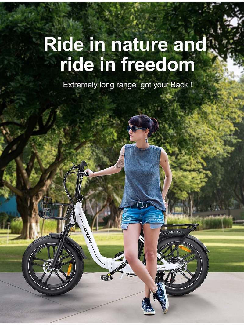 Vélo électrique SAMEBIKE C05 Pro 20" Fat Tire Step-Through E-Bike pour femmes Moteur 500W Batterie 36V 13Ah_voghion.com