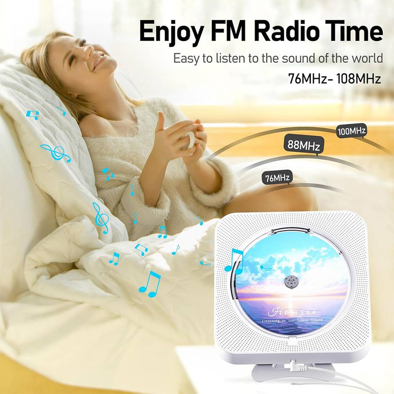 „Byteuni“ nešiojamas „Bluetooth“ namų CD muzikos grotuvas su nuotolinio valdymo pultu, laikmačiu, įmontuotais garsiakalbiais ir LED ekranu, FM radiju, „Boombox“ (neįkraunamas)_voghion.com