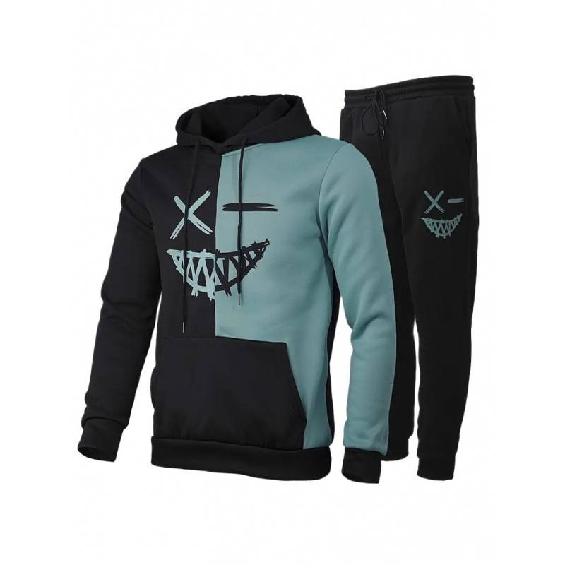 Men's Casual And Fashionable Hooded Printed Couple Hoodie Set_voghion.com