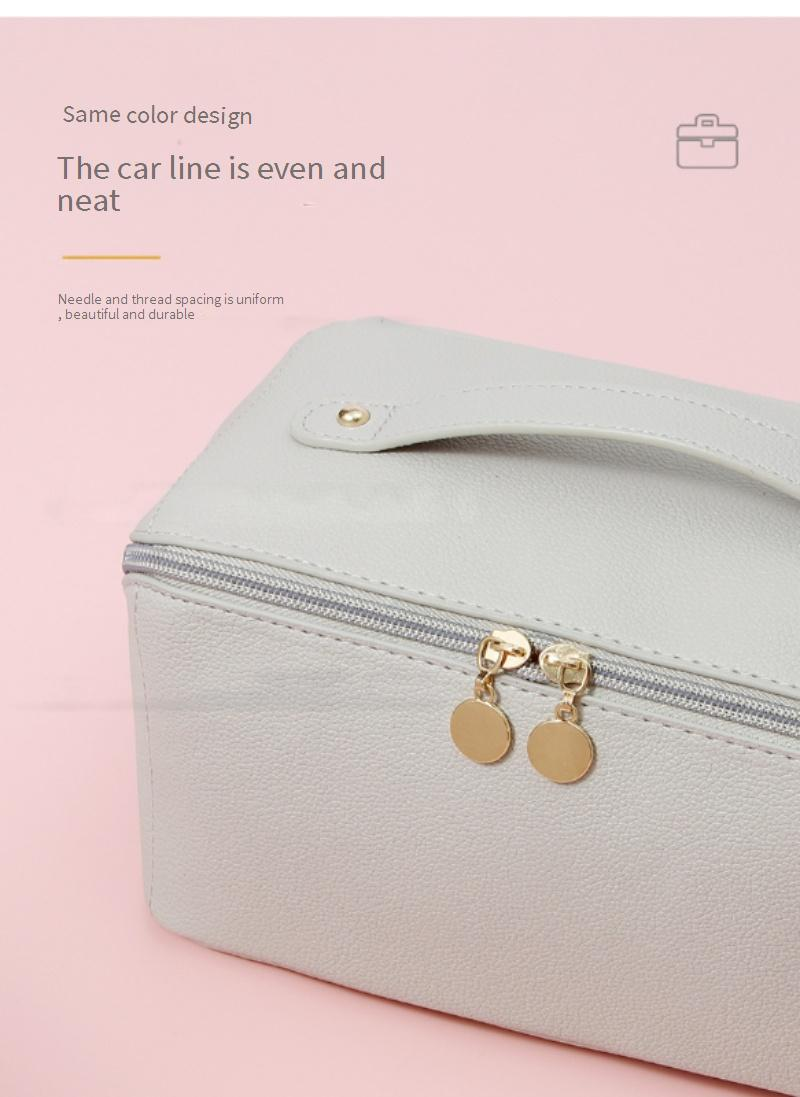 Berger Luggage Lychee Pattern PU Leather Pillow Bag Solid Color Large Capacity High Value Travel Cosmetic Bag Bag_voghion.com