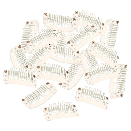 6-Teeth Clips For Hair Extension, Wigs|U-Shape Metal Silicon Clips | 23mm Length 50Pcs Per Pack Beige Color_voghion.com