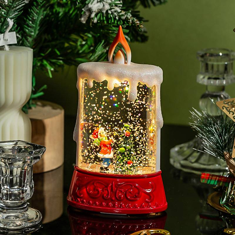 Décorations de Noël, bougies lumineuses, décorations de table, scènes intérieures remplies d'eau, accessoires de festival, petits cadeaux de Noël créatifs_voghion.com