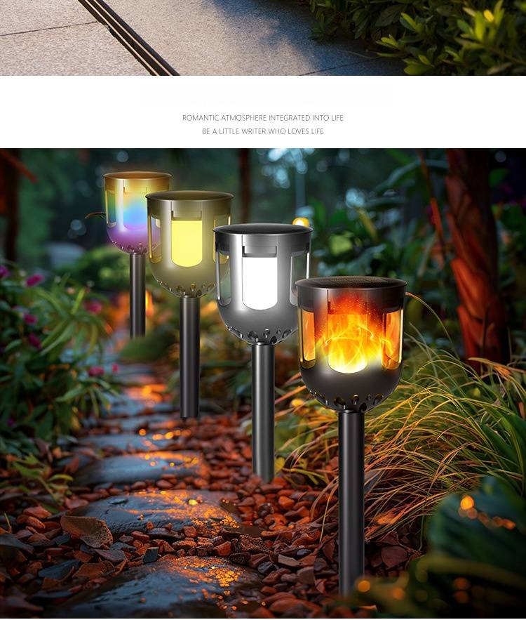 Solar-LED-Flammenlaterne – wasserdichte Gartenleuchte für den Außenbereich zur Dekoration von Terrasse, Rasen, Weg und Hof_voghion.com