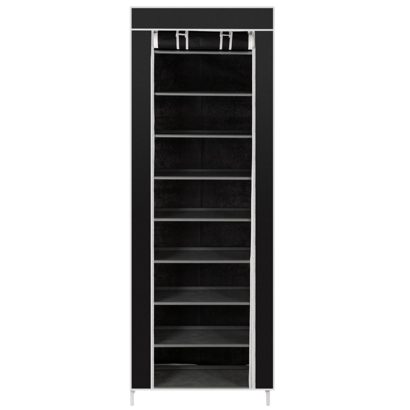 Étagère à chaussures non tissée à 10 niveaux et 9 cubes – Organiseur de rangement compact noir café pour entrée, placard et chambre_voghion.com