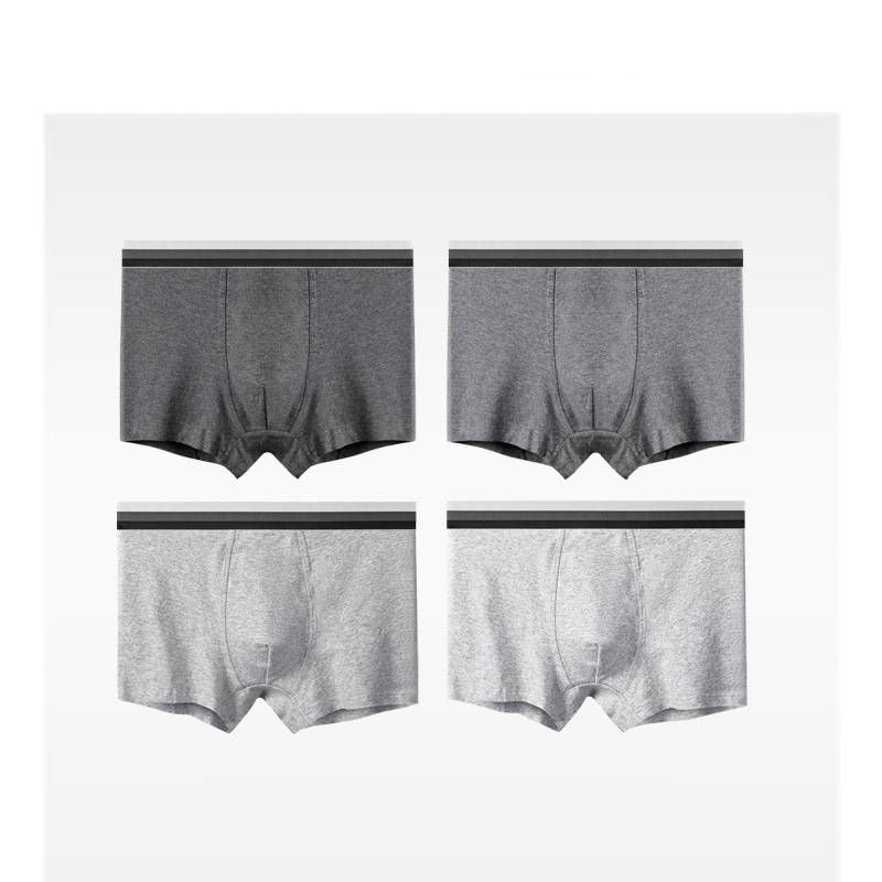 Sous-vêtements et vêtements de nuit en coton - Boxer antibactérien et respirant de classe A pour l'été, taille moyenne, grandes tailles (noir et gris)_voghion.com