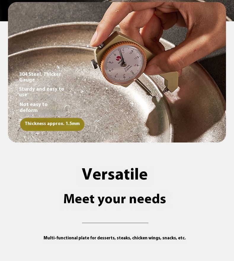 Vintage-Style Stainless Steel Tray Set – Elegant Round Plates For Coffee, Desserts & Dining (Matte Finish, Microwave Safe)_voghion.com