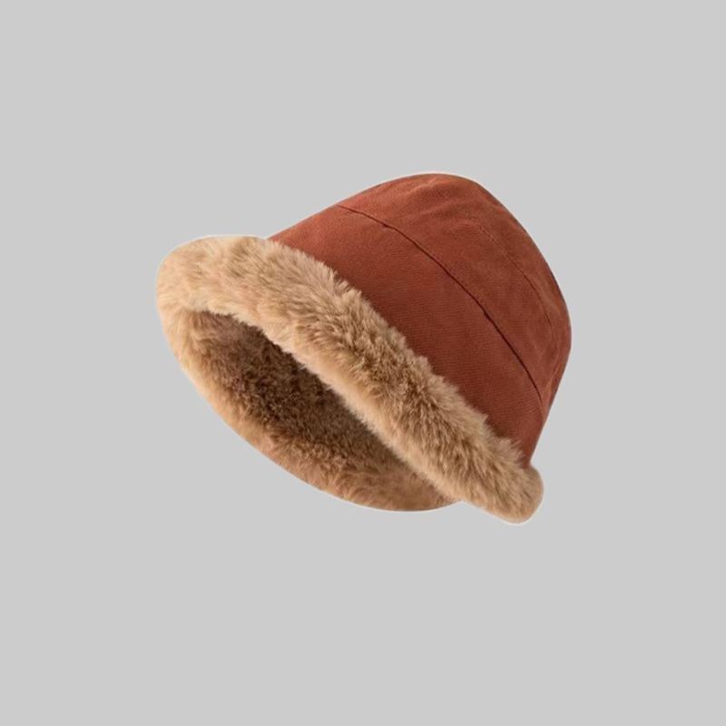 Chapeau de pêcheur chaud et épais en peluche pour femme, style mongol, polyvalent et tendance, résistant au froid et au vent, idéal pour l'hiver._voghion.com