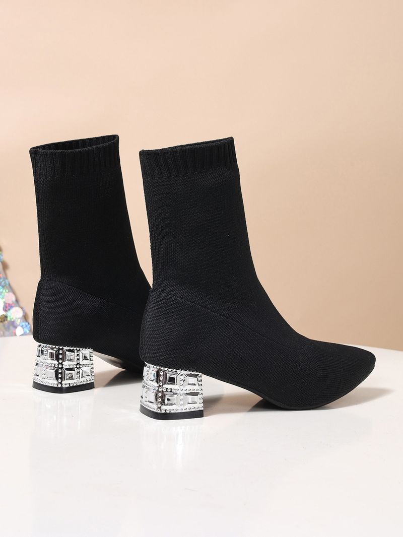 Neue modische Stiefel 2025: Große, schmale Damenstiefel mit mittelhohem Absatz, Winterstiefel, gestrickt, spitz, atmungsaktiv und elastisch_voghion.com