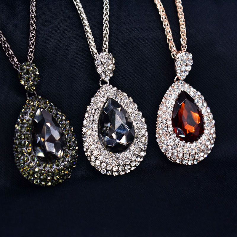 Pulloverkette mit durchgehendem Wassertropfenmuster, lang und vielseitig_voghion.com