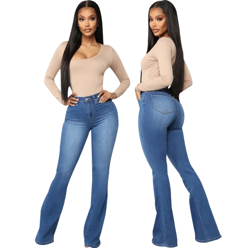 Damkläder Mode Hotsäljande Slim Fit Mångsidig Denim Stretch Bell Byxor Ny stil_voghion.com