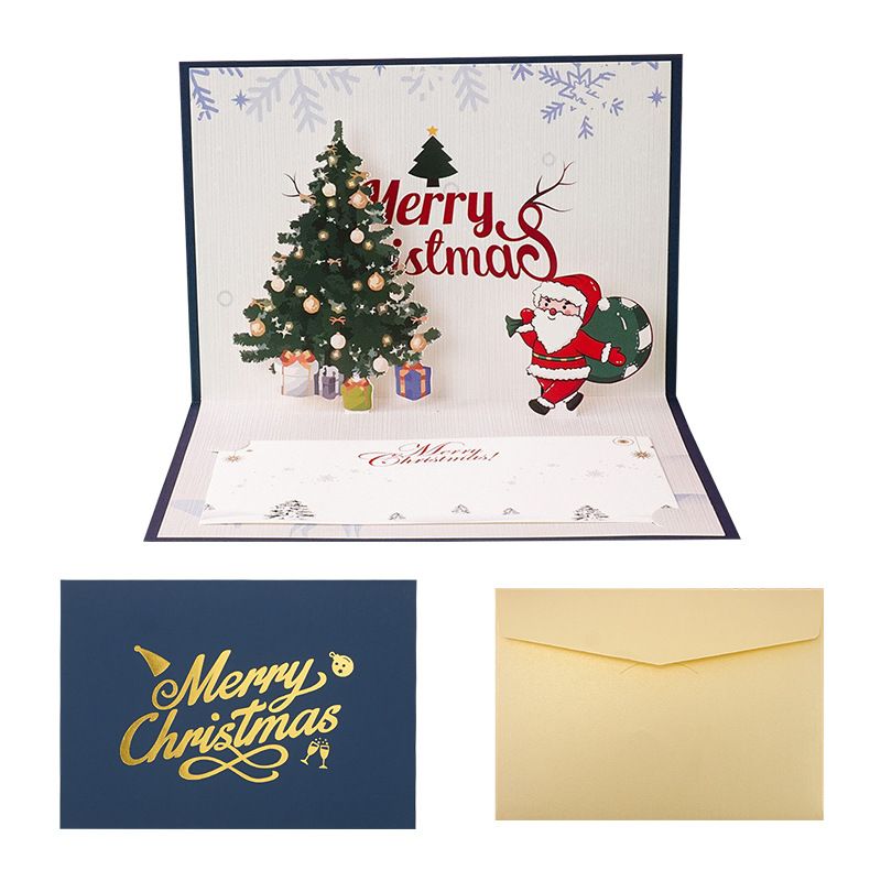 Christmas 3D Pop-Up Cards With Gold Foiling – Festive Holiday Greeting Cards For Family & Friends Custom Holiday Envelopes_voghion.com
