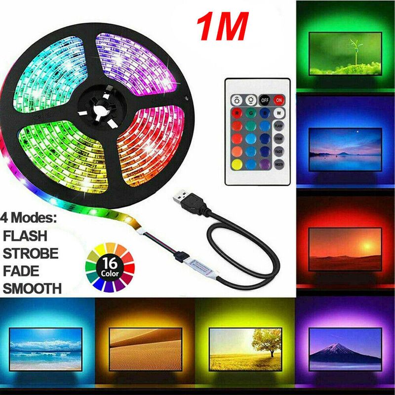 Bande lumineuse LED USB 1-20 m 5050 RGB, lumière blanche multicolore changeante, TV Royaume-Uni_voghion.com
