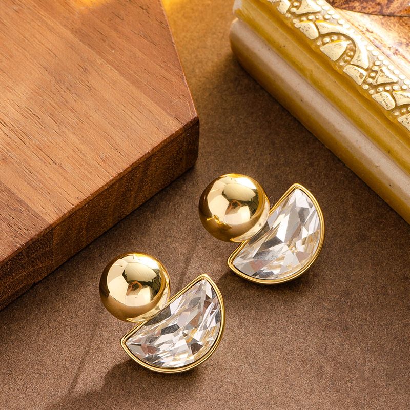 Pendentif semi-circulaire géométrique à la mode, exquis, simple, serti de diamants, pour femme, polyvalent, version coréenne_voghion.com