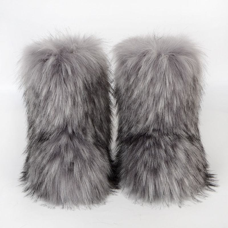 Warme Winterstiefel, dicke rutschfeste Pelzstiefel, mittellange Damen-Freizeitschuhe_voghion.com