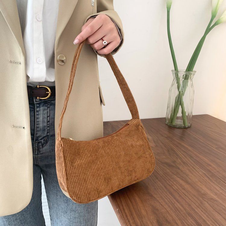 Borsa a tracolla piccola quadrata in velluto a coste retrò alla moda, in peluche, a tracolla singola, autunno e inverno_voghion.com