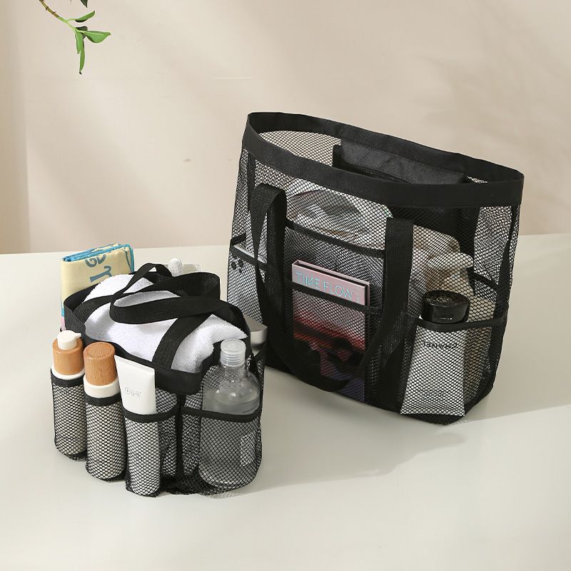 Bolsa de praia grande capacidade malha brinquedo saco de armazenamento multifuncional viagem bolsa maiô oco saco de armazenamento_voghion.com