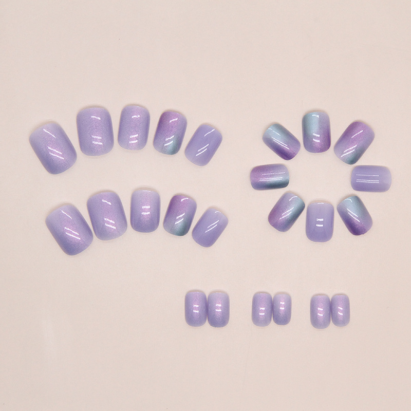 Punte per unghie corte viola abbaglianti Aurora Halo Dye 24 unghie finte_voghion.com