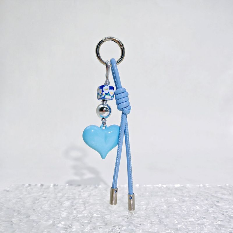 Ciondolo per borsa, semplice, di alta qualità, alla moda, a forma di cuore, portachiavi in corda di pelle intrecciata a mano_voghion.com